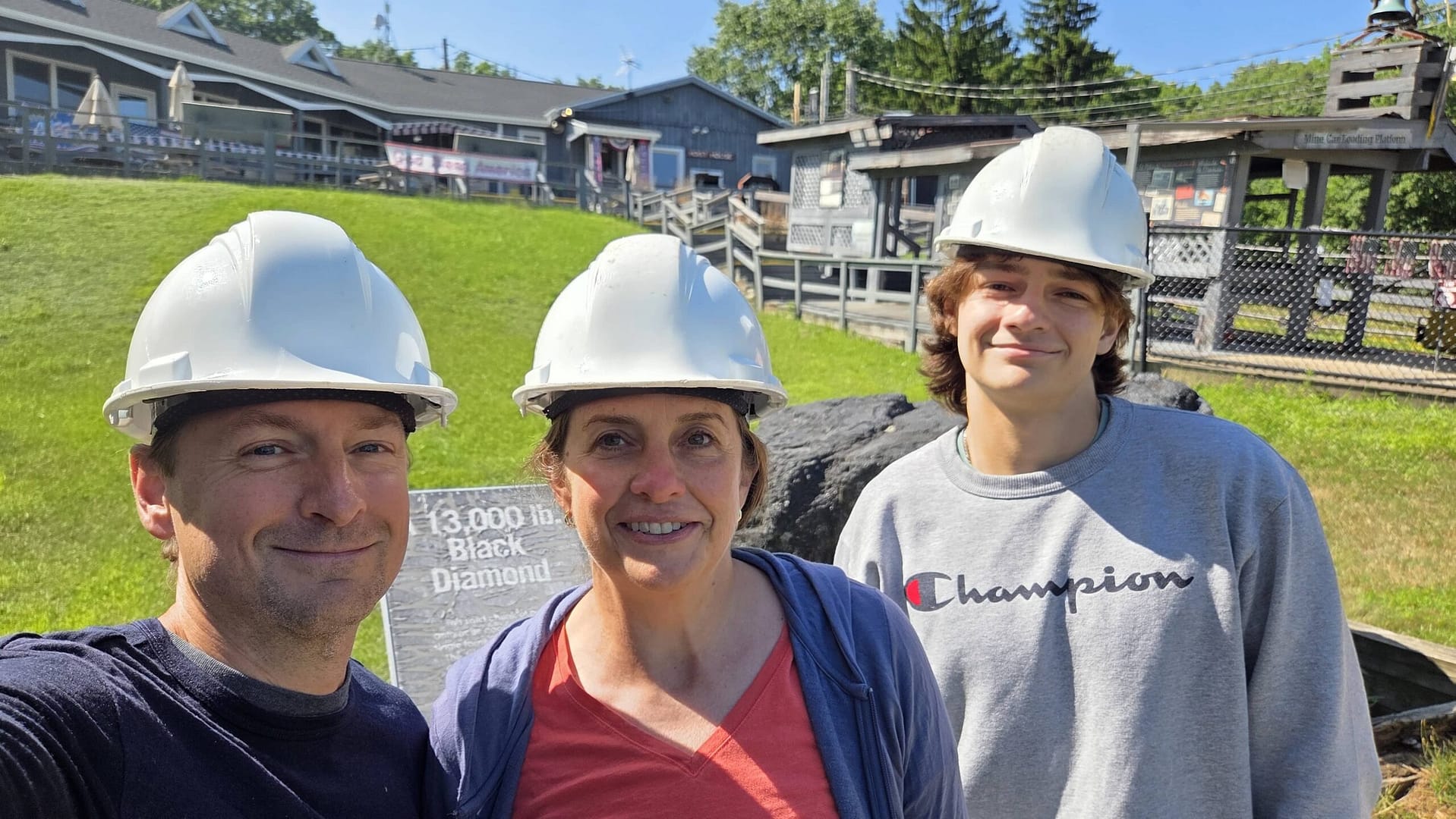 Family Selfie at Entrance to Lackawanna Coal Mine Tour