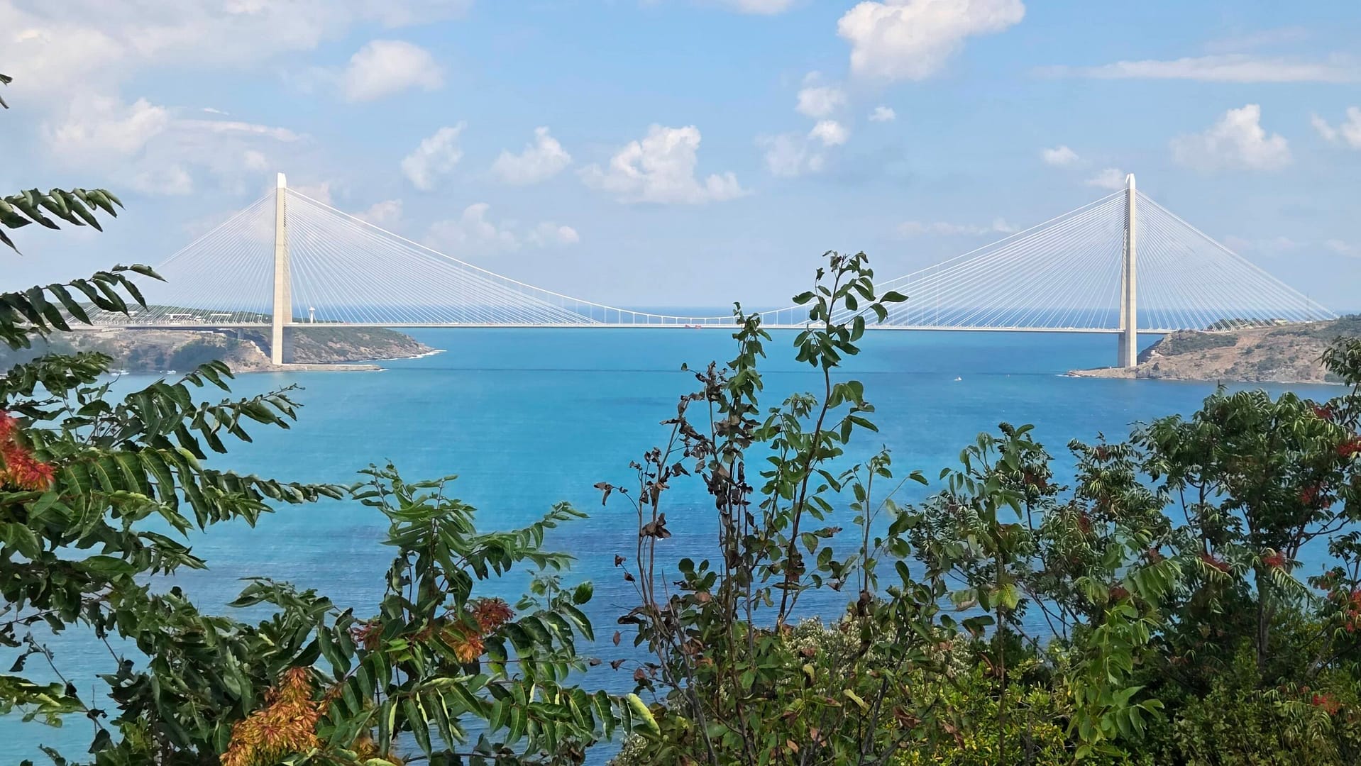 Looking north to The Black Sea from the top of the Bosphorus Strait