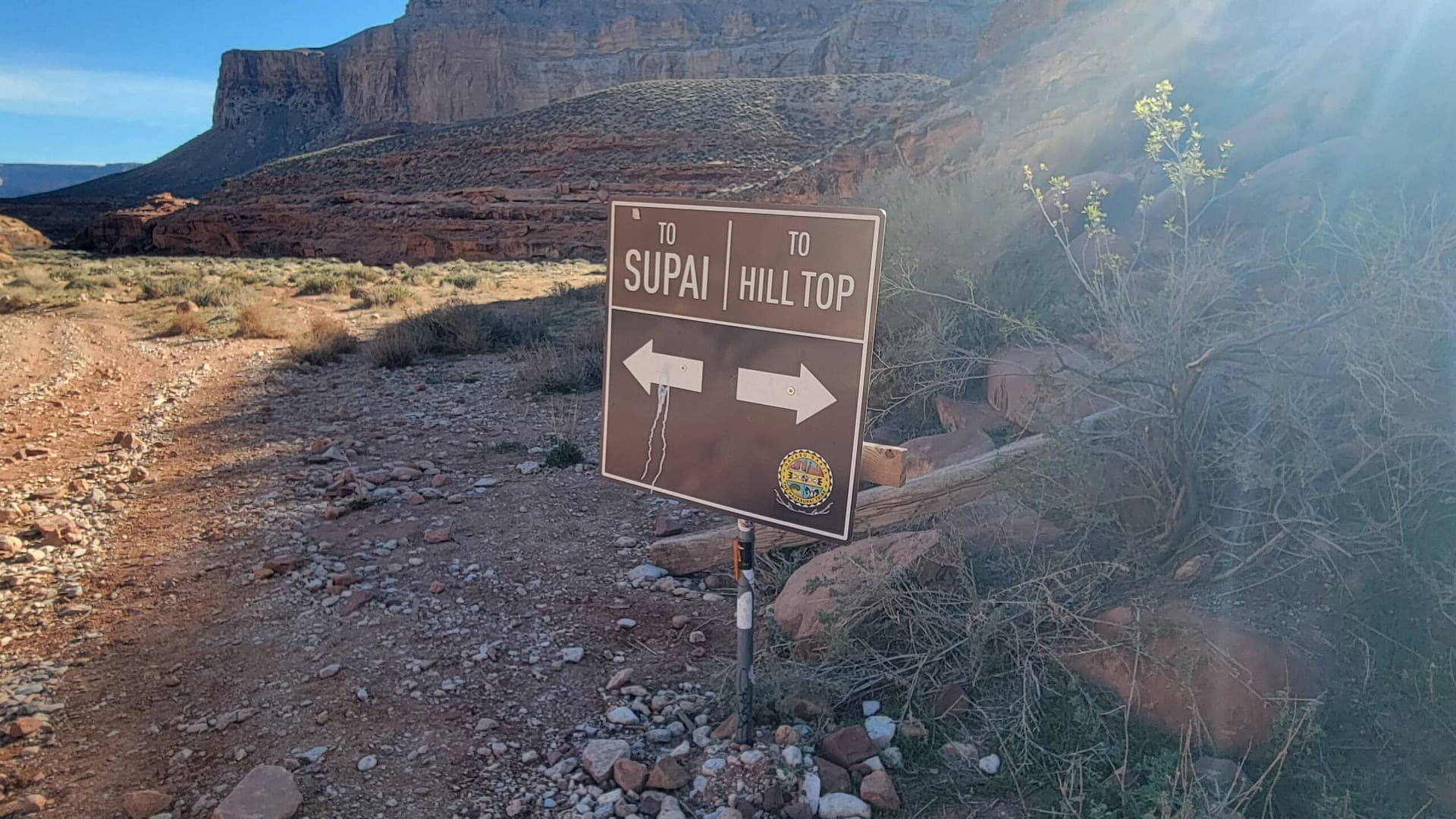 The point at which the trail changes from steep to relatively flat (or visa versa on the way out).