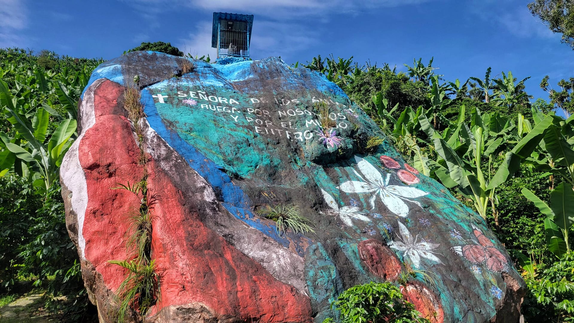 Back Virgin Mary Atop Mural at Salado