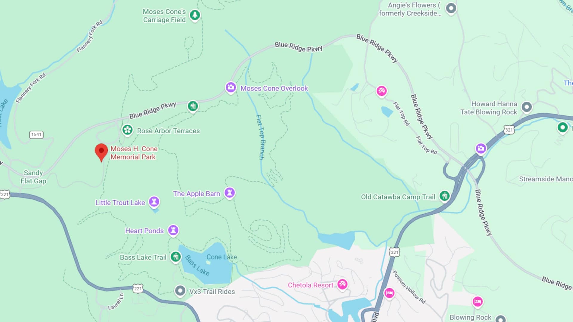 Map of Moses H. Cone Memorial Park