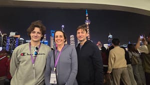 Family photo during the night cruise on the Huangpu