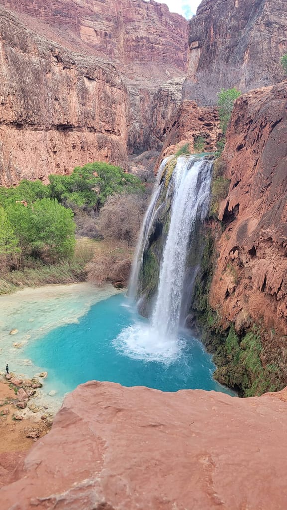 Havasu Falls viewed from the trail from Hill Top to the Campground