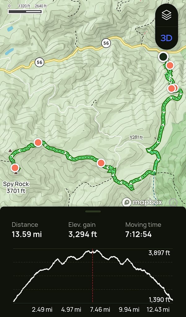 AllTrails Hike to Spy Rock via Crabtree Falls in Virginia