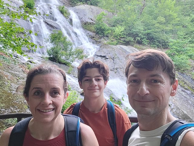 First Family Selfie of the Day along Crabtree Falls at 6:06 AM